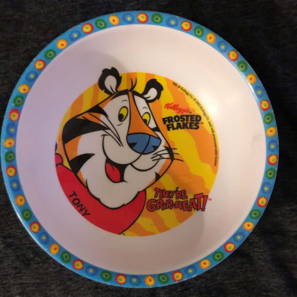 2002 kellogs tony the tiger cereal bowl